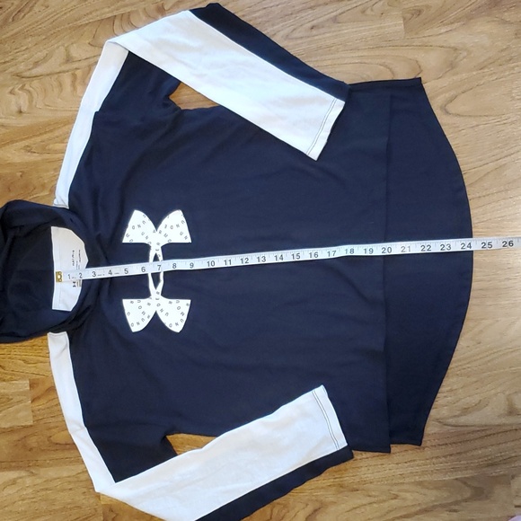 Under Armour Big Girls Favorites Jersey Hoodie Size L Loose Fit Black White - Picture 9 of 11